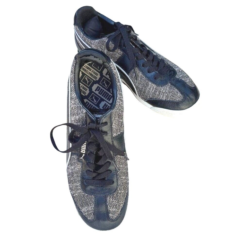 Puma Black Tweed & Leather Heritage Court Sneakers – EUR‎ 41